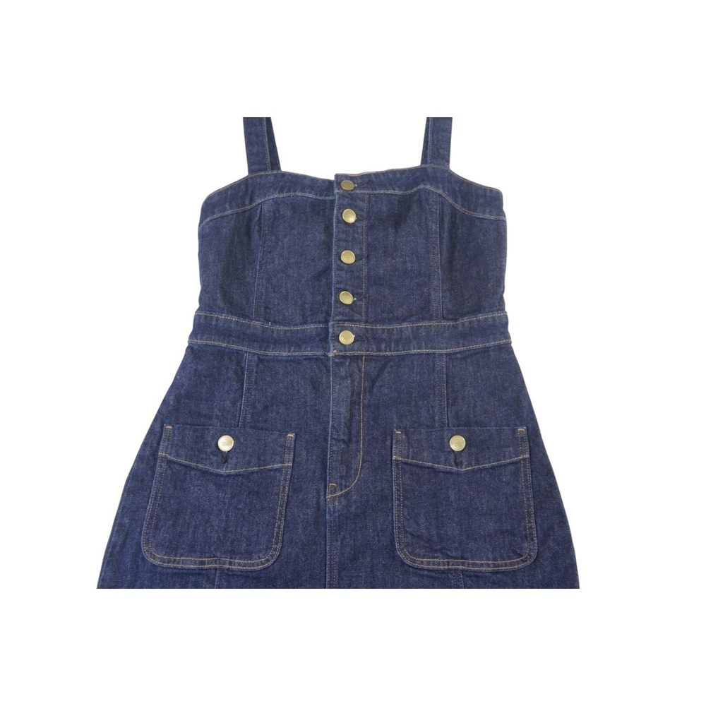 American Eagle Outfitters Midi Dress Women M Blue Denim Cotton Stretch Button Up - Picture 4 of 15